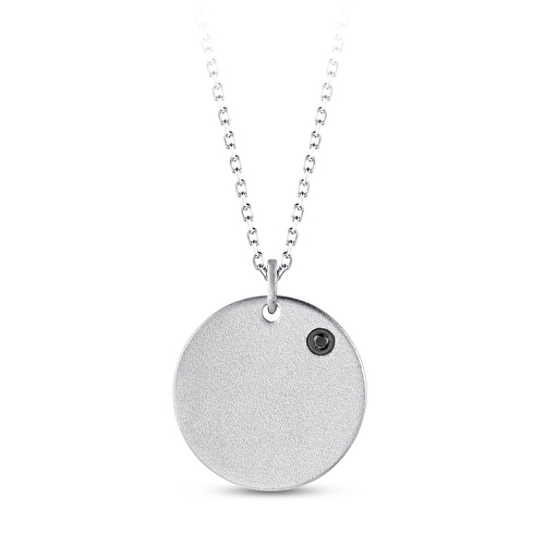 0,02 Karat Siyah Pırlantalı Gümüş Kolye