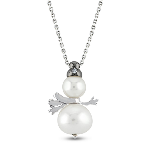 1,83 Karat Pırlanta Gümüş Kardan Adam Kolye