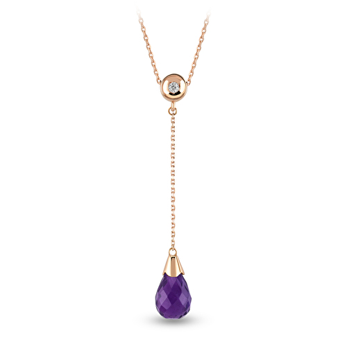1,22 Karat Ametist Pırlanta Kolye