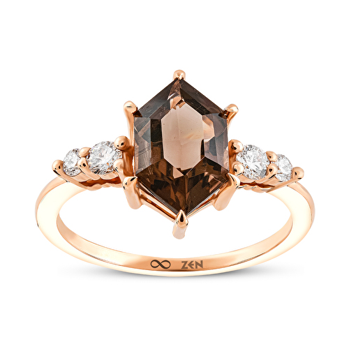 1,69 Karat Pırlanta Smoky Quartz Yüzük