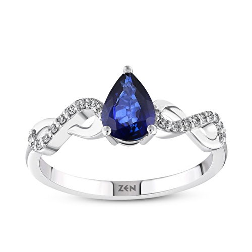 0,81 Karat Pırlanta Safir Sonsuzluk Yüzük