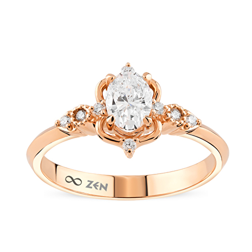 0,45 Karat Vintage Oval Tektaş Pırlanta Yüzük