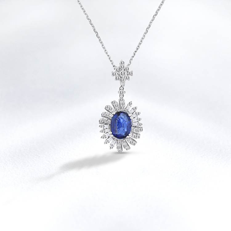 2,85 Karat Pırlanta Safir Kolye