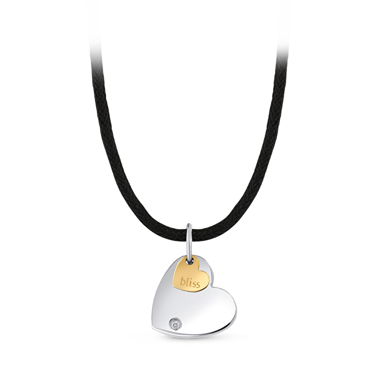 0,01 Karat Pırlanta Kalp Çelik Kolye