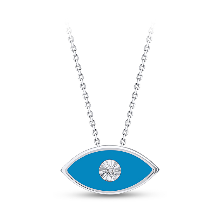 0,02 Karat Gümüş Hayat Ağacı Pırlanta Göz Kolye