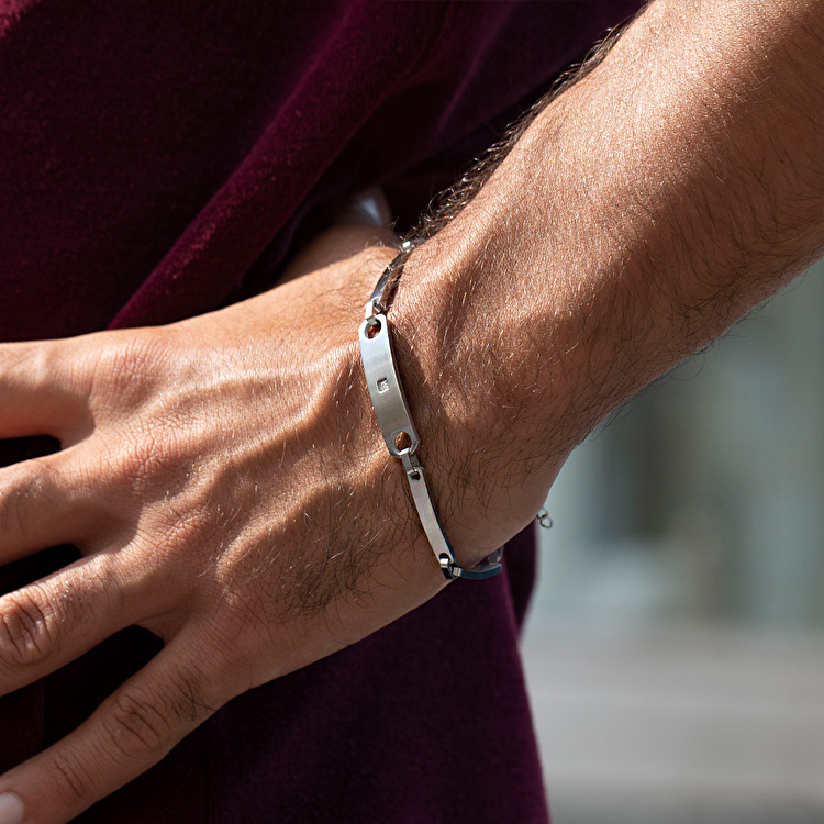 0,03 Karat Pırlanta Çelik Erkek Bileklik