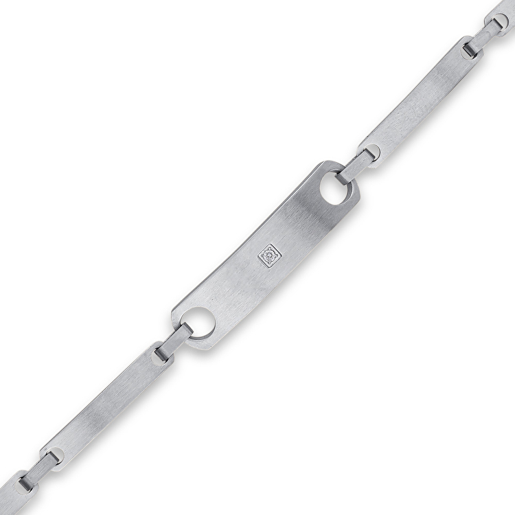 0,03 Karat Pırlanta Çelik Erkek Bileklik