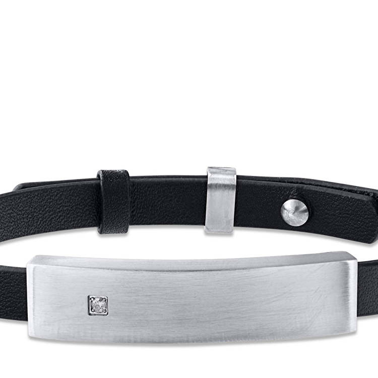 0,03 Karat Pırlanta Çelik Erkek Bileklik