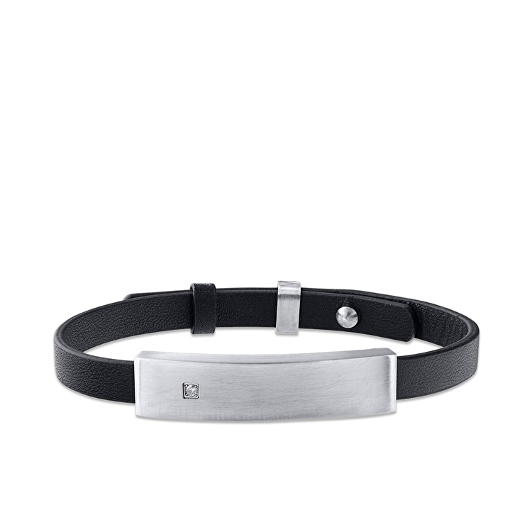 0,03 Karat Pırlanta Çelik Erkek Bileklik