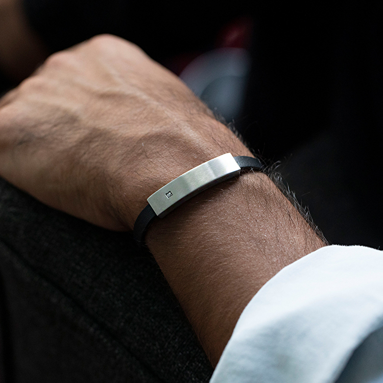 0,03 Karat Pırlanta Çelik Erkek Bileklik