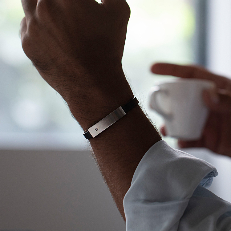 0,03 Karat Pırlanta Çelik Erkek Bileklik