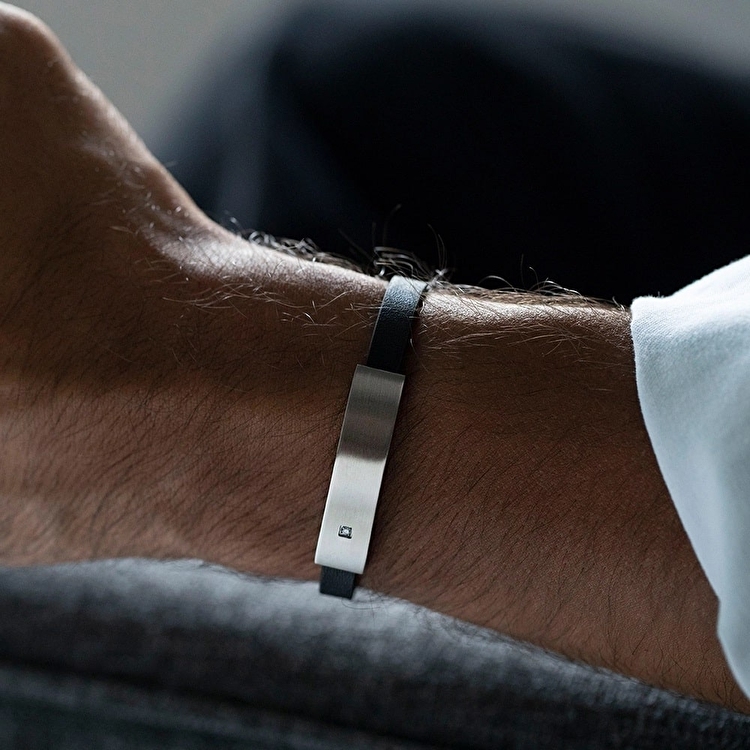 0,03 Karat Pırlanta Çelik Erkek Bileklik