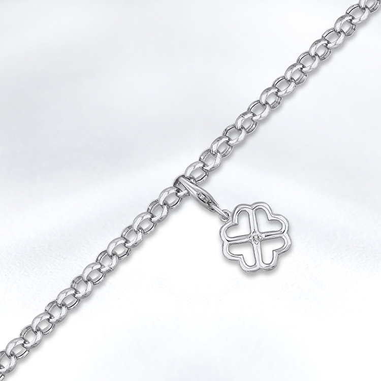 0,02 Karat Yonca Charm Pırlanta Bileklik