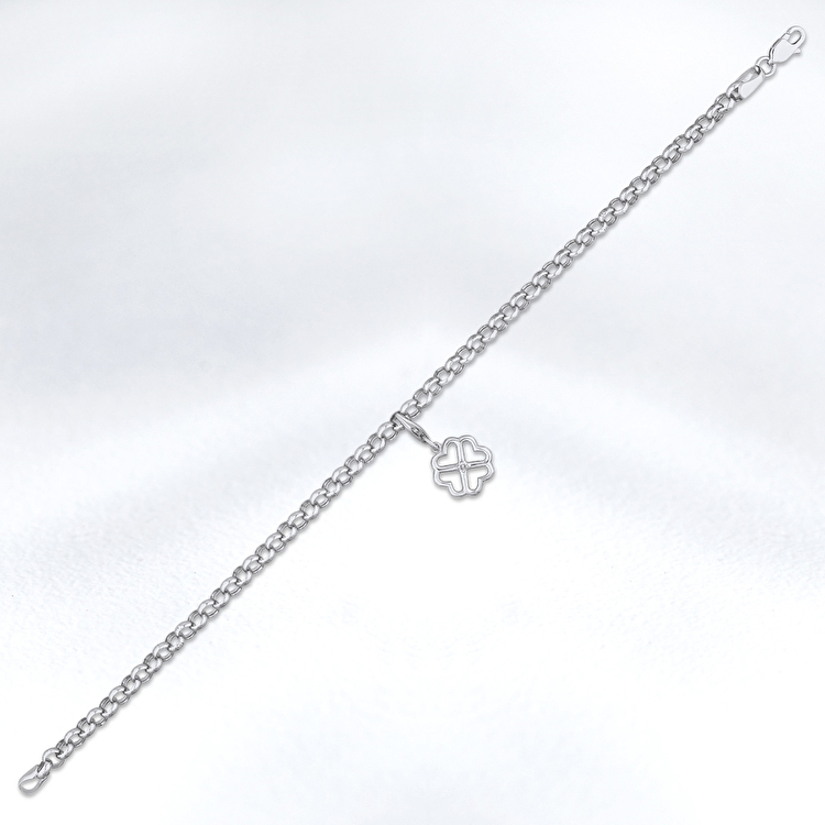 0,02 Karat Yonca Charm Pırlanta Bileklik