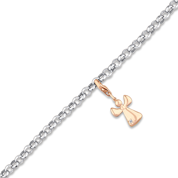 0,01 Karat Melek Charm Pırlanta Bileklik