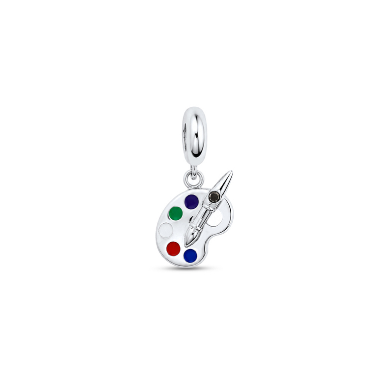 Pırlantalı Gümüş Palet Charm 