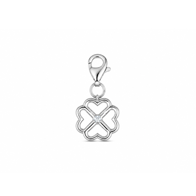 Pırlantalı Gümüş Yonca Charm 