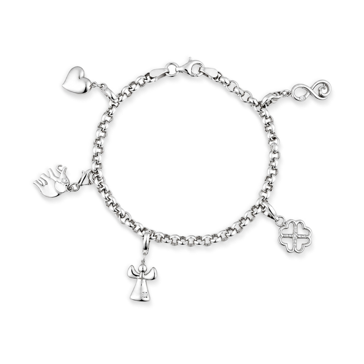 Pırlantalı Gümüş Yonca Charm 