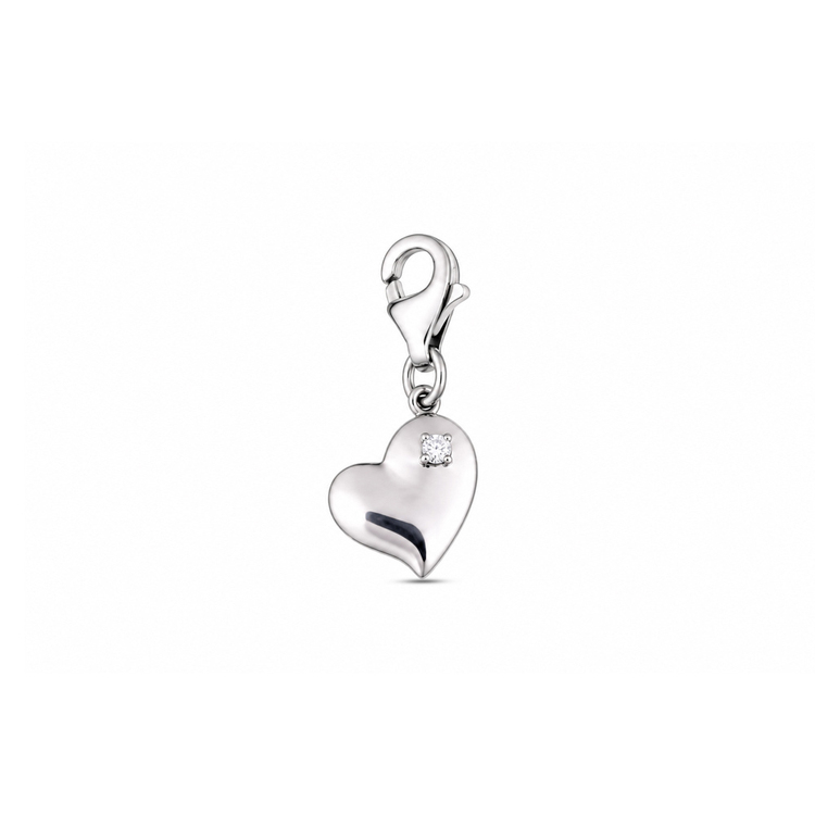 Pırlantalı Gümüş Kalp Charm