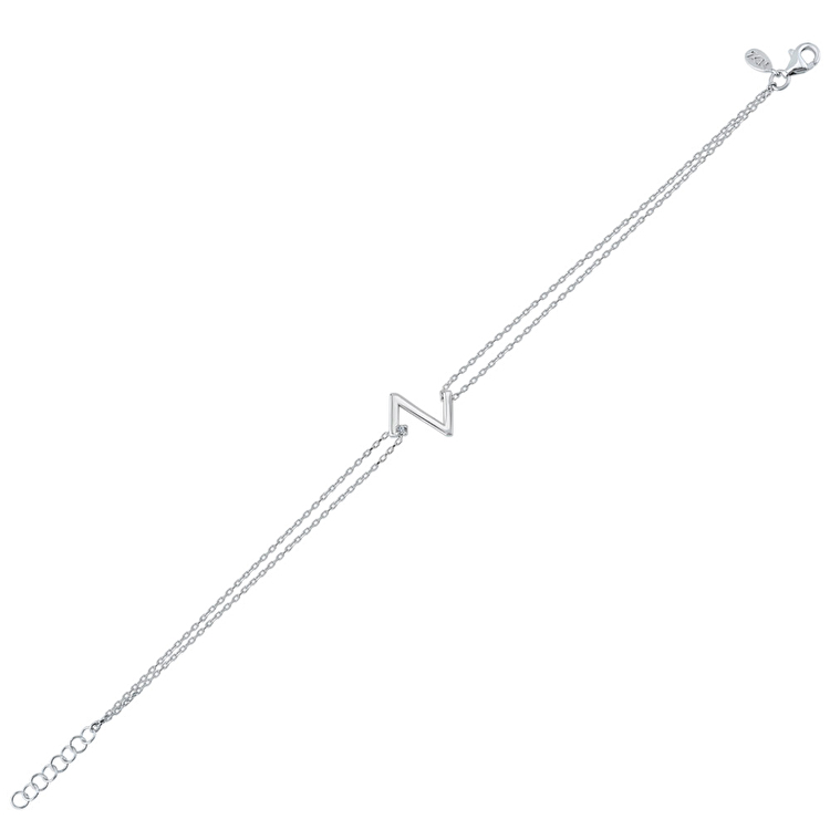 0,01 Karat Kişiye Özel Pırlantalı Gümüş Harf Bileklik