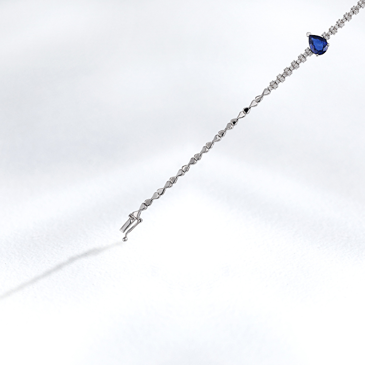 1,50 Karat Pırlantalı Safir Bileklik
