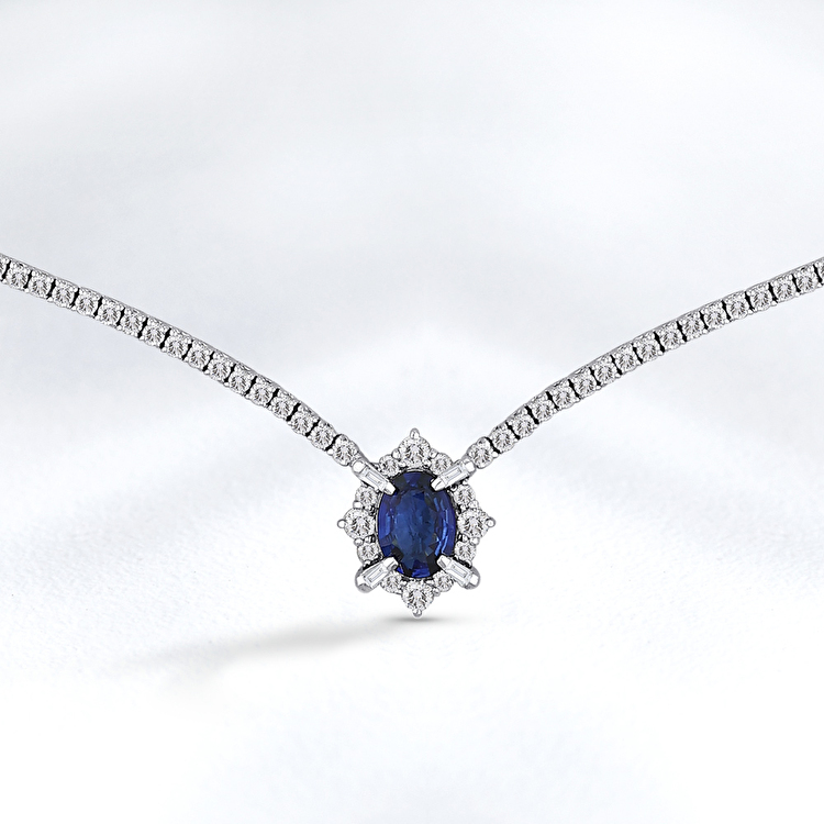 5,74 Karat Pırlanta Safir Gerdanlık
