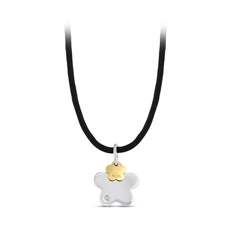 0,01 Karat Pırlanta Çiçek Çelik Kolye