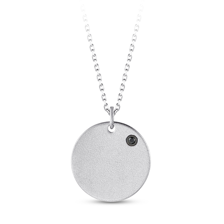 0,02 Karat Siyah Pırlantalı Gümüş Kolye