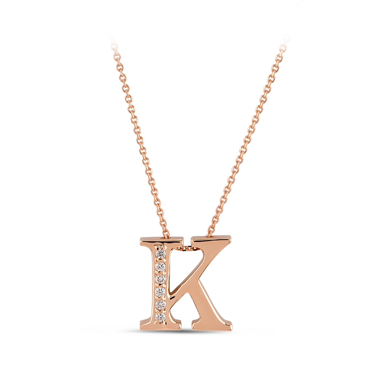 0,03 Karat K Harfi Pırlanta Kolye