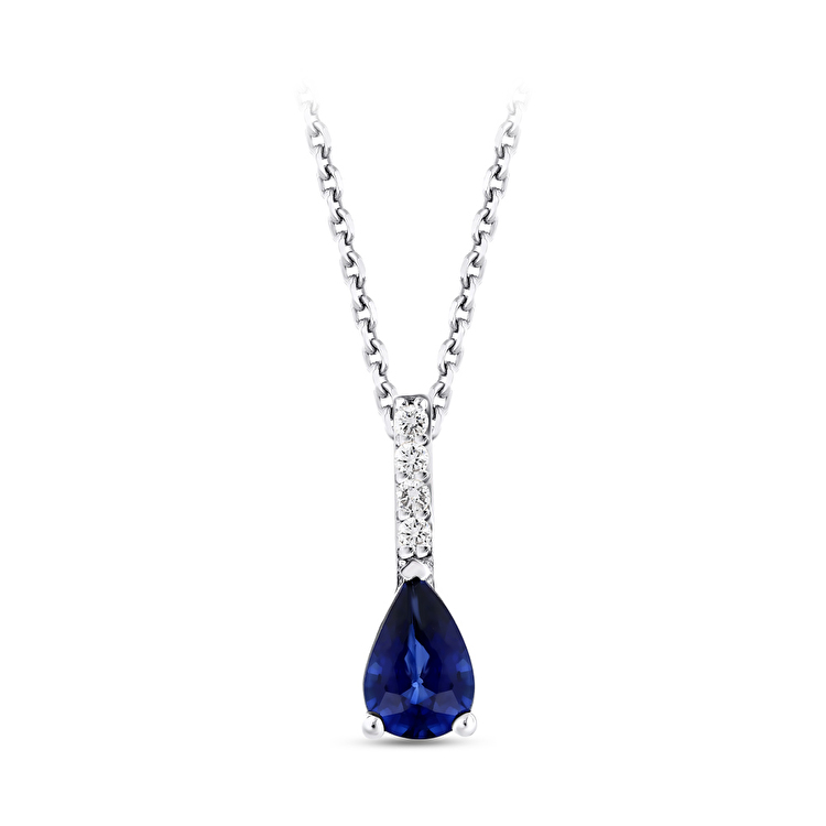0,43 Karat Anemon Pırlanta Safir Kolye