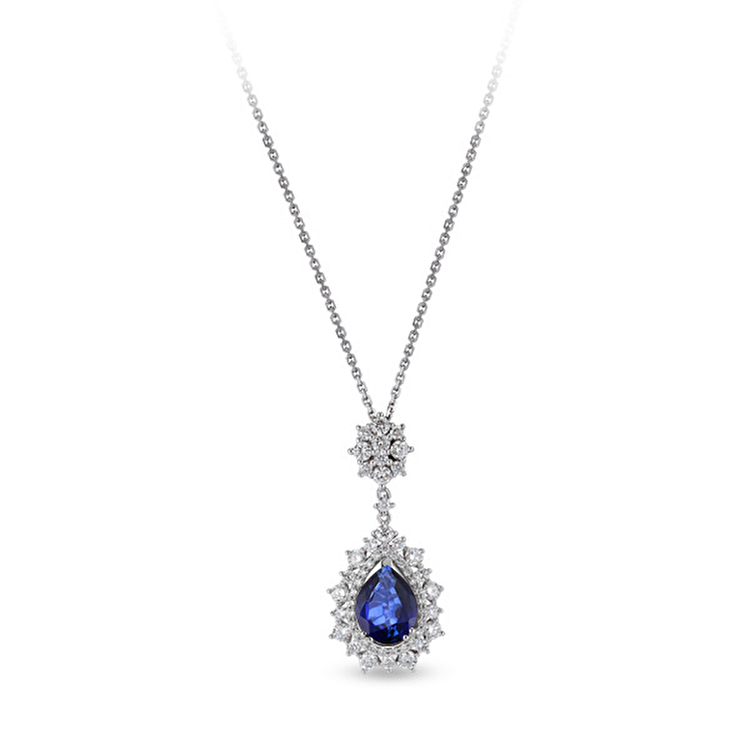3,00 Karat Pırlanta Safir Kolye