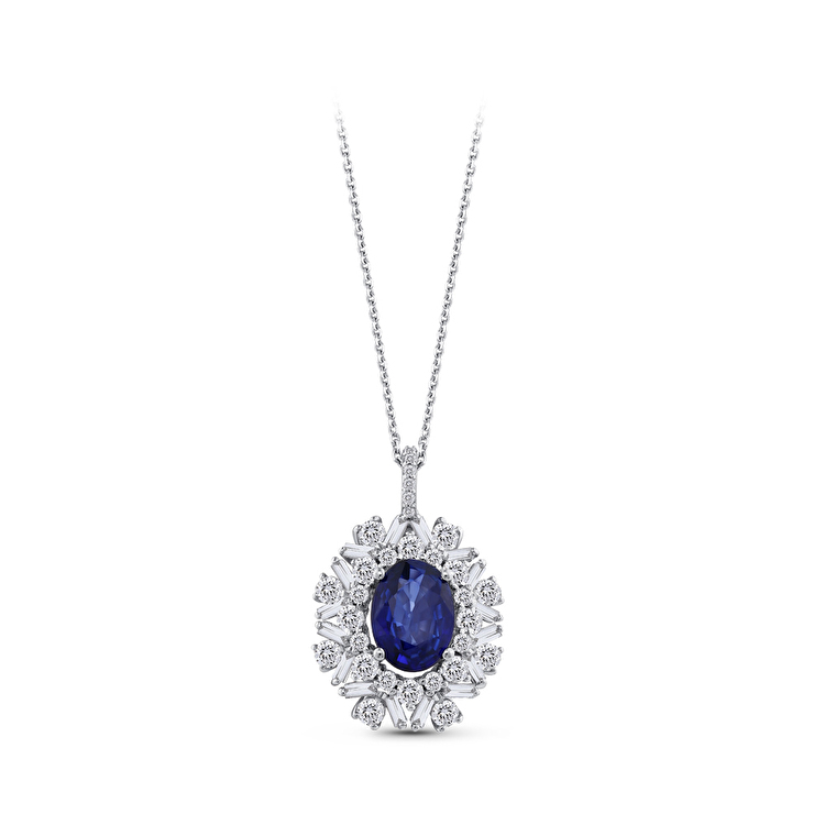2,15 Karat Pırlantalı Safir Kolye