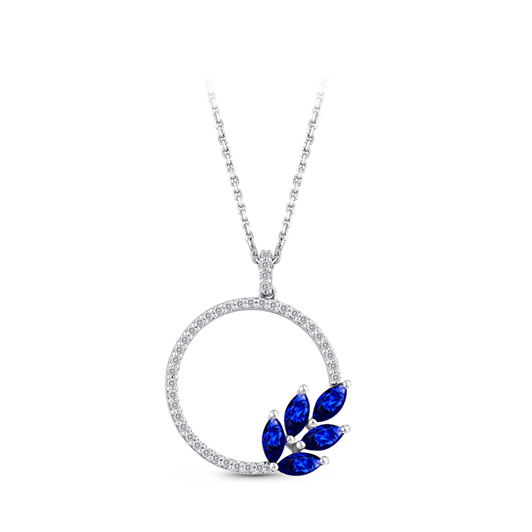 0,85 Karat Pırlanta Safir Kolye