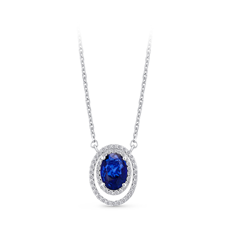 0,89 Karat Pırlanta Safir Kolye