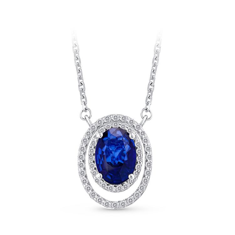 0,89 Karat Pırlanta Safir Kolye