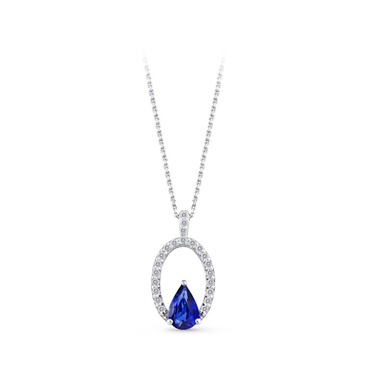 0,70 Karat Pırlanta Safir Kolye