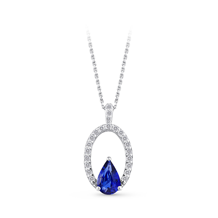 0,70 Karat Pırlanta Safir Kolye