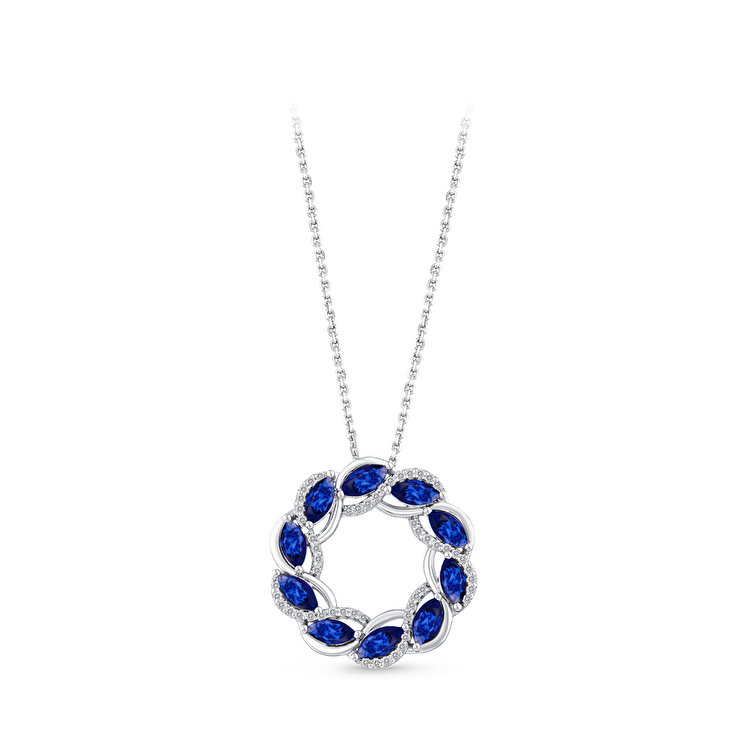 1,60 Karat Pırlanta Safir Kolye
