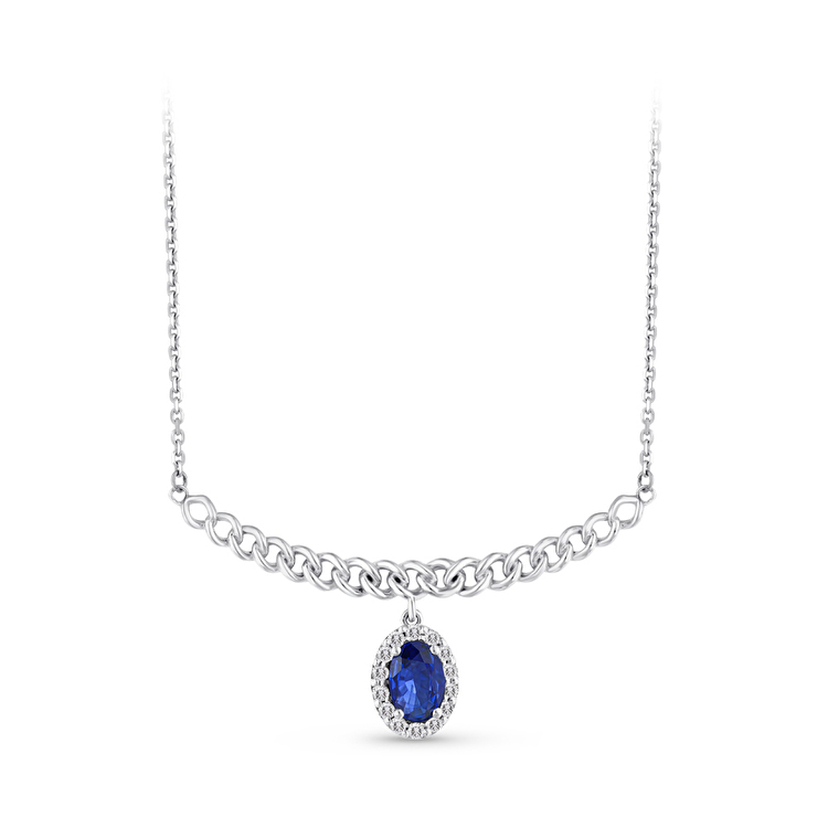 0,94 Karat Pırlanta Safir Kolye