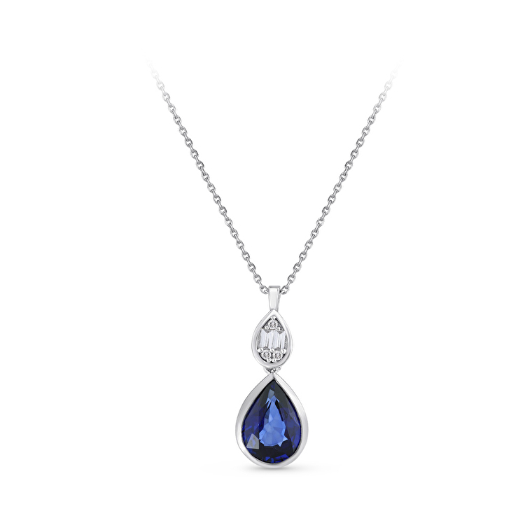 1,02 Karat Pırlanta Safir Kolye