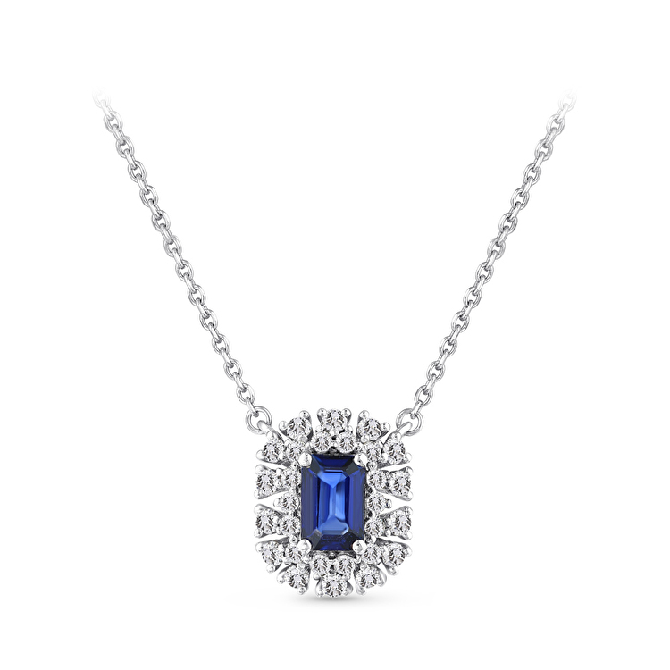 0,90 Karat Pırlanta Safir Kolye