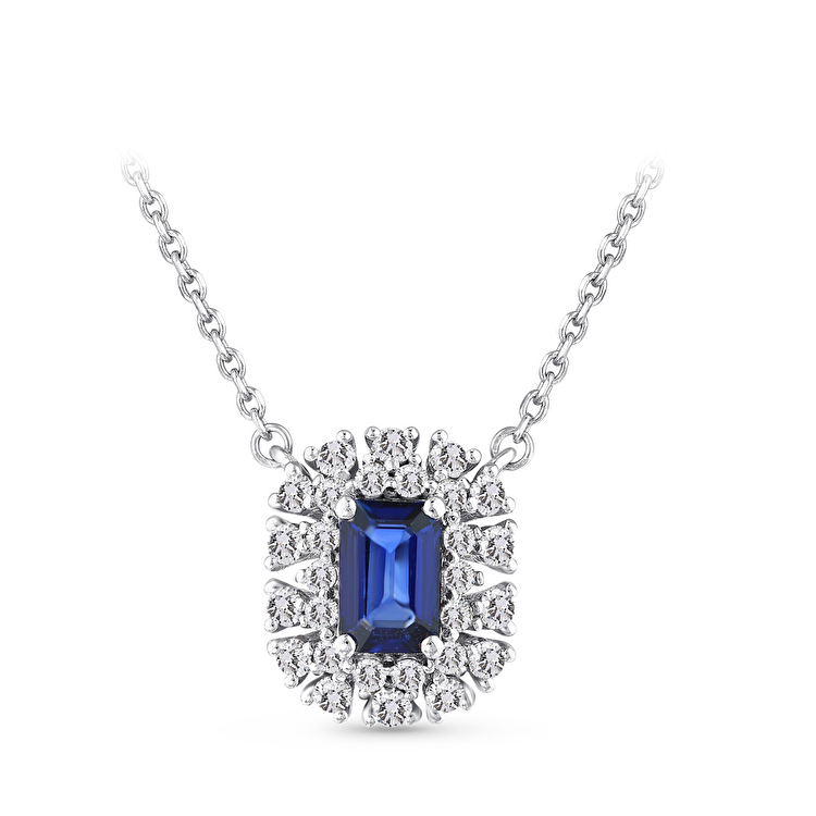 0,90 Karat Pırlanta Safir Kolye