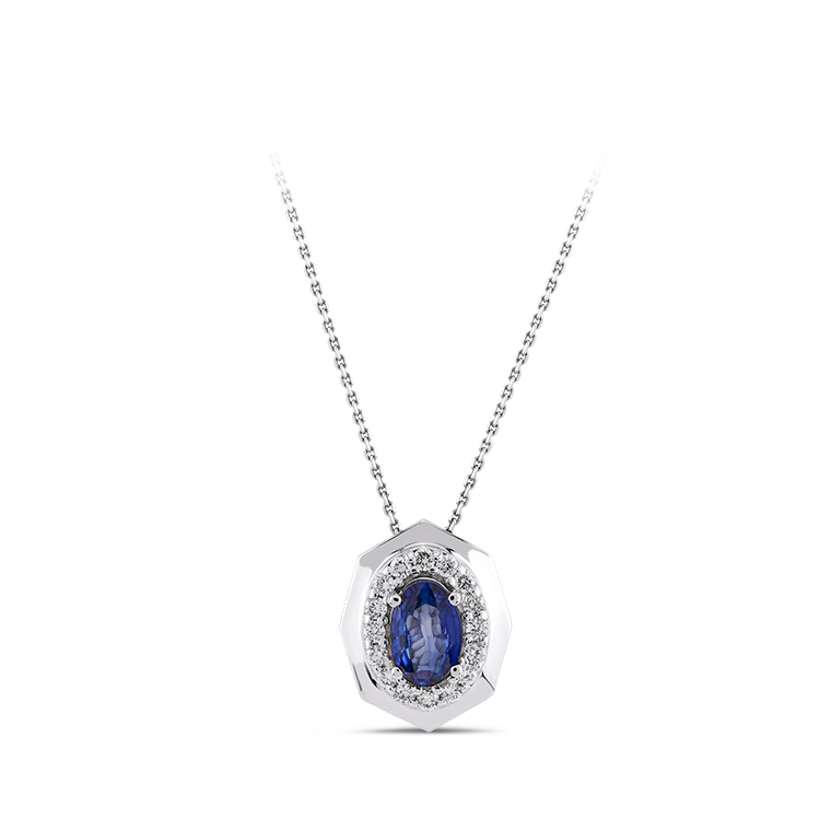 0,59 Karat Pırlanta Safir Kolye