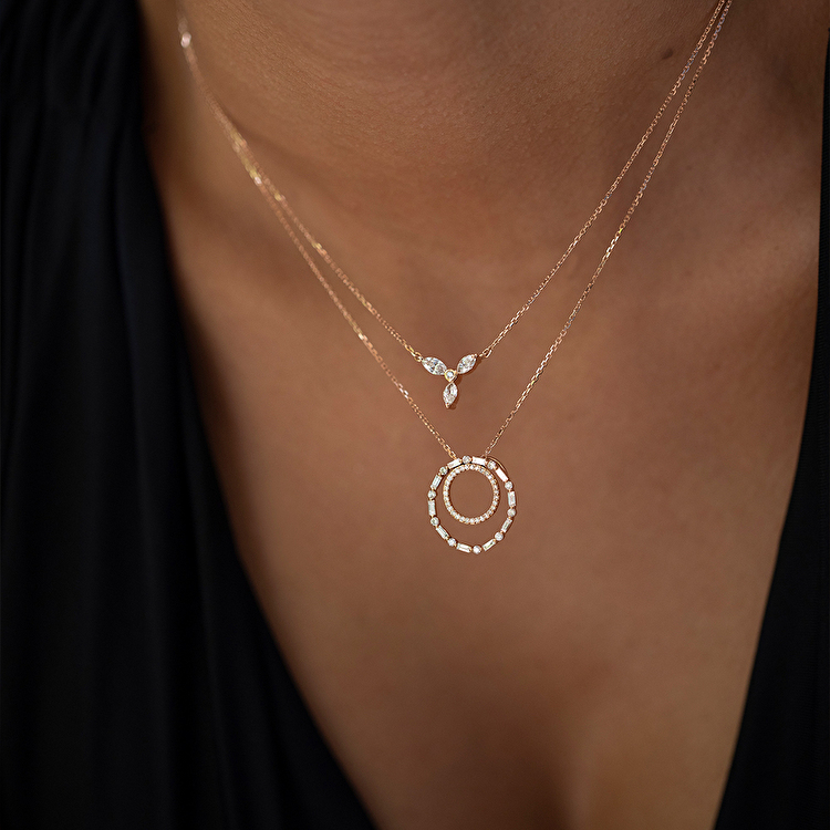 0,36 Karat Markiz Pırlanta Kolye