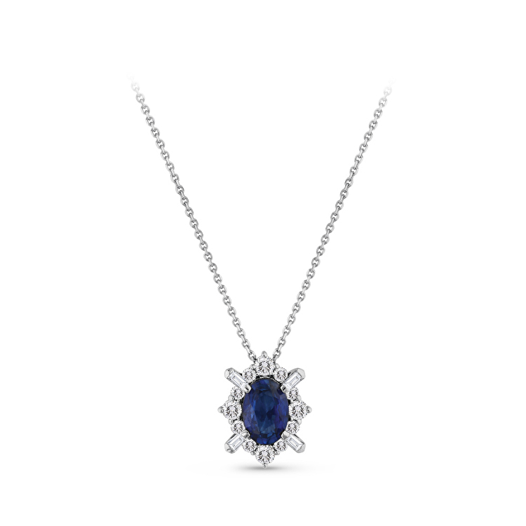 0,76 Karat Pırlanta Safir Kolye
