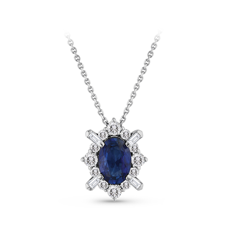 0,76 Karat Pırlanta Safir Kolye