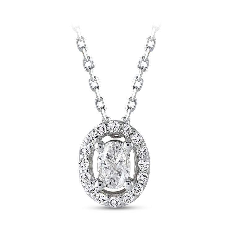 0,32 Karat Oval Tektaş Pırlanta Kolye