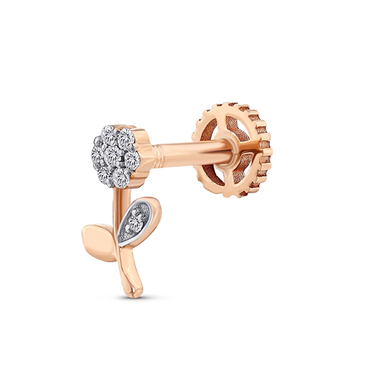 0,04 Karat Pırlanta Çiçek Tragus