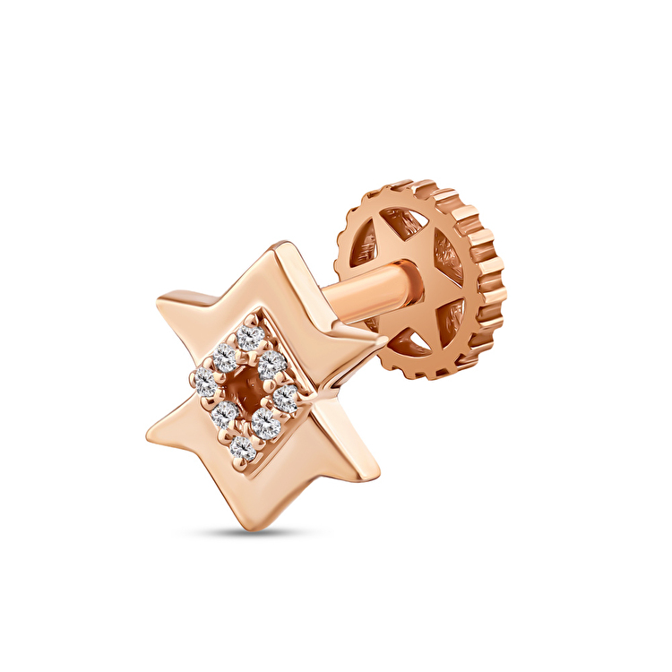 0,02 Karat Pırlanta Star Tragus Piercing