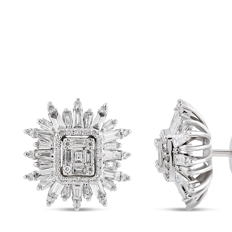 0,96 Karat Baget Pırlanta Küpe